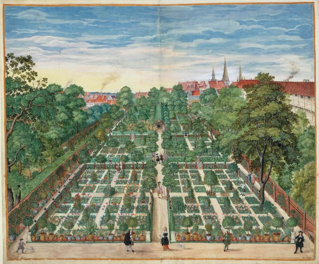 Horti Anckelmanniani, Tom. I [II nicht nachgewiesen], Bll. 2v/3r - Der Barockgarten von Caspar Anckelmann in Hamburg